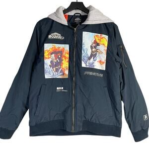 Primitive x My Hero Academia Shoto Todoroki Bomber Jacket Hoodie Lined Sz Medium